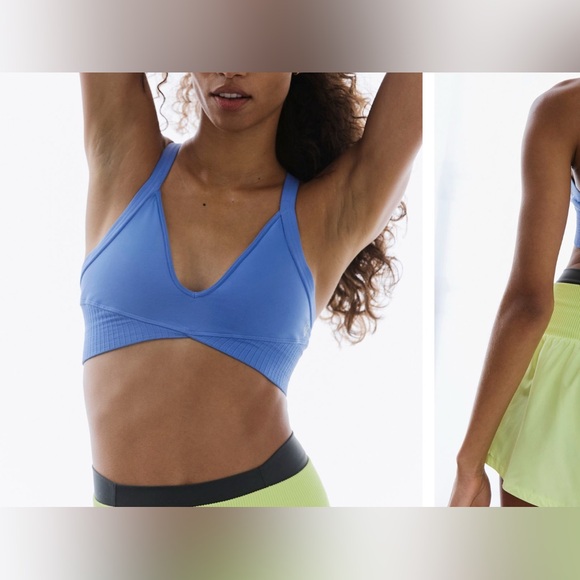 NWT Free People FP Movement Good Karma Super Plunge Bra - cosmic blue - XL - Picture 5 of 14